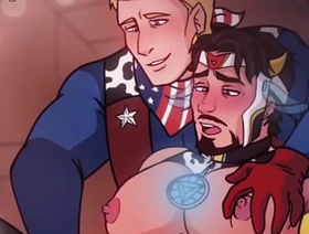 Iron man x Captain america - steve x tony gay milking masturbation cow yaoi hentai taiwan gay couple porn