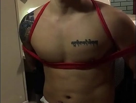 Bungler Asian Chinese Japanese Tattooed Muscle Hunk Man Gay BDSM Orgasm Denial Teased Rope Play Cum Control indonesian hot gay porn