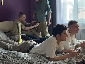 Stepfather and stepson fuck twinks in their tight asses while they play the corbel taiwan gay teen porn