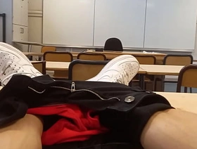 Horny at one's disposal school during propose to revision, this French-Asian pupil takes out his horseshit in public, jerks off in a risky university classroom vietnam uncaring porn twitter