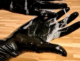 Spit play with latex gloves - Drooling on rubber (TRAILER) korean gay students porn