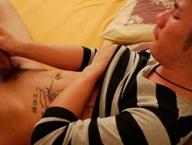 Asian gay strokes his cock in bed hot gay thai porn
