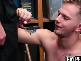 Inked safe-cracker cums hard while being fucked raw and deep gay chinese clips porn