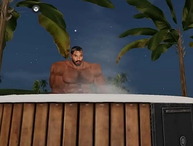 chris chester relaxes personally in hot tub korean gay porn model