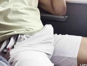 Punhetando spoonful último banco do ônibus com um policial por perto hot white gay porn