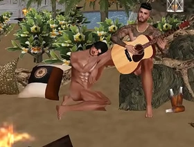 Uncovered BEACH FIREPIT korean gay kissing porn