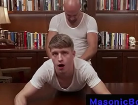 Hung Master bareback's boy over his desk @MasonicBoyz fat chinese gay porn