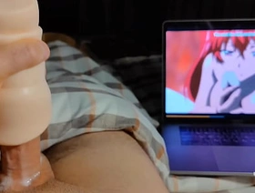 ASMR Hot guy watches hentai masturbates chunky dick increased by moans in pleasure cum futures entertainment japan blissful porn