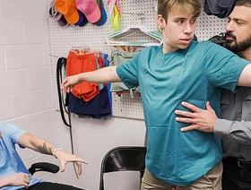 Security Officer Punishes the Perps in His Back Office for Stealing - Copfucks hairy korean gay porn