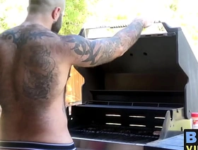 Bareback drilling with older prudish bear and muscular hunk chinese gay man porn