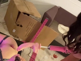 Big dildo in opening gape asshole, Femdom Pegging over moaning Femboy, immutable sex machine, FETISH, BDSM hot delighted indian men porn