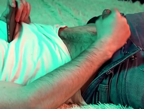 a young hot guy watches porn on his phone and jerks off his small cock. japan movie gay porn