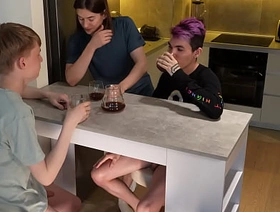 Breakfast with three twinks, sucking their dicks downstairs the table. Alexdavey and Mattyaiden porn gay malaysia