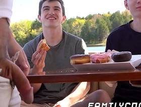 Caleb Morphy and Oliver Beck barebacked by their stepdads hot gay porn comic