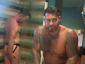 Latino BBC VIKTOR ROM with submissive in SHOWER - SERGIO WILDE -- hot korean guys gay porn